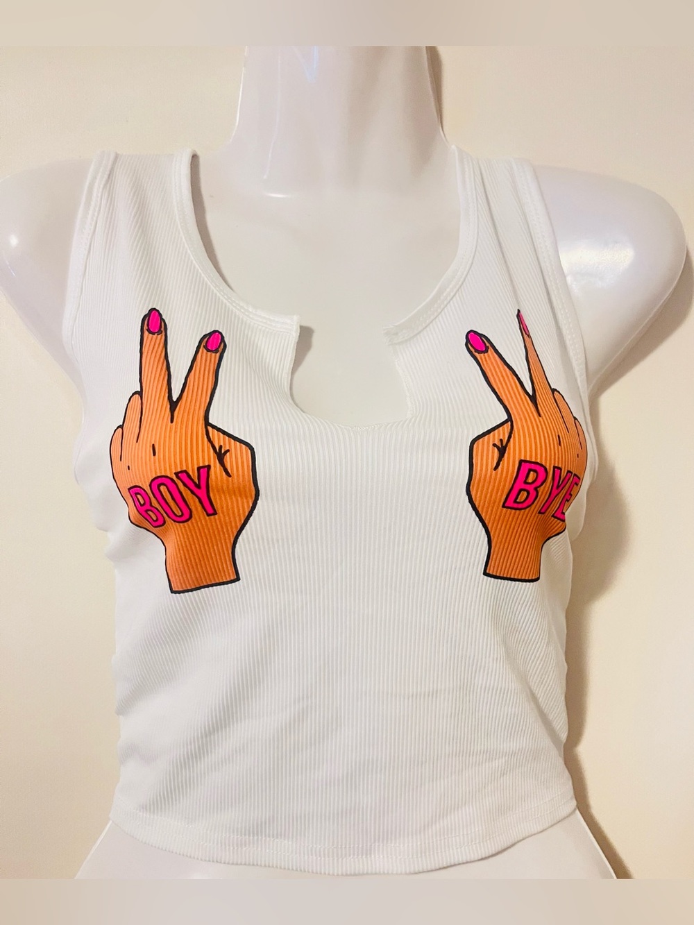Women’s Boy Bye Graphic Crop Top White Size XL NWT
